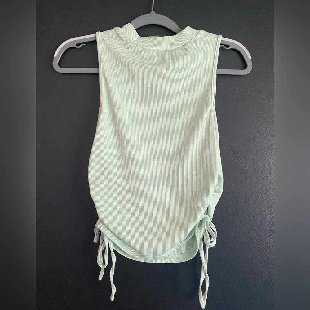 SHEIN Green Sleeveless Muscle Tee with Cut Out Tie Front